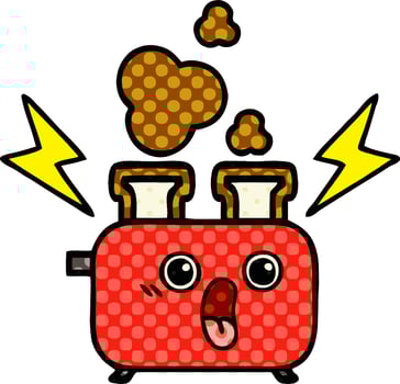 comic book style cartoon of a toaster vector
