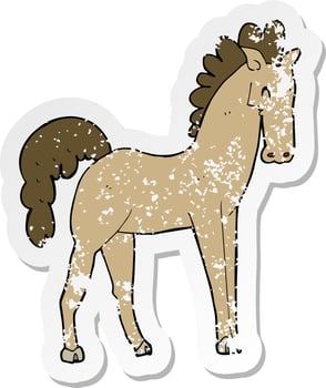 retro distressed sticker of a cartoon horse vector