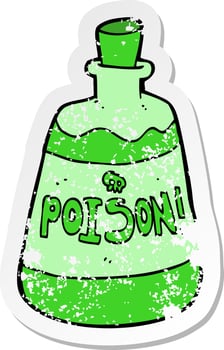 retro distressed sticker of a cartoon bottle of poison vector