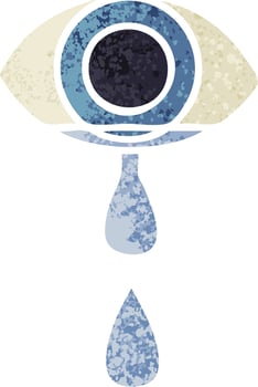 retro illustration style cartoon crying eye vector