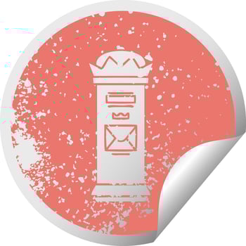 distressed circular peeling sticker symbol british post box vector
