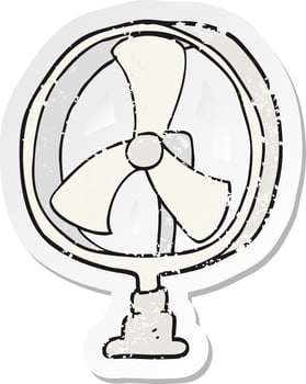 retro distressed sticker of a cartoon desk fan vector