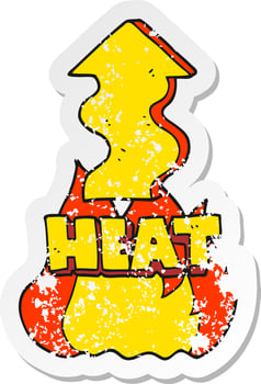 retro distressed sticker of a cartoon heat rising vector