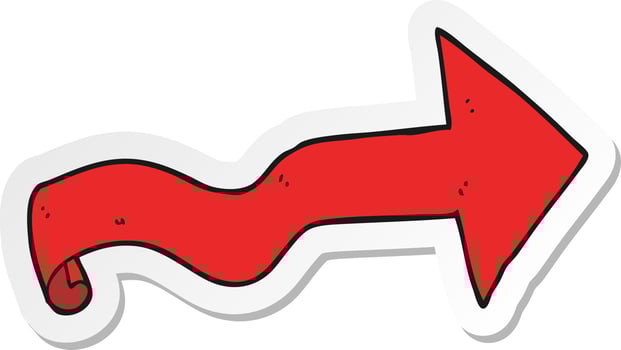 sticker of a cartoon arrow vector