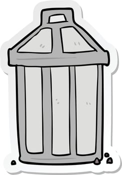 sticker of a cartoon garbage can vector