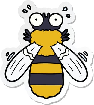 sticker of a cartoon bee vector