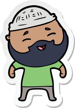 sticker of a cartoon happy bearded man vector