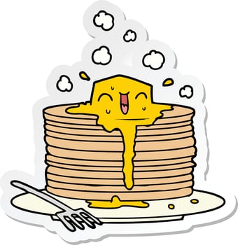 sticker of a stack of tasty pancakes vector