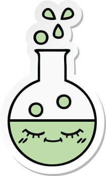 sticker of a cute cartoon test tube vector