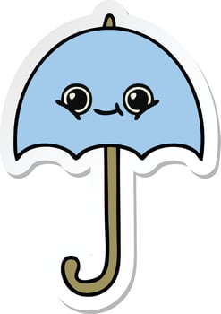 sticker of a cute cartoon umbrella vector