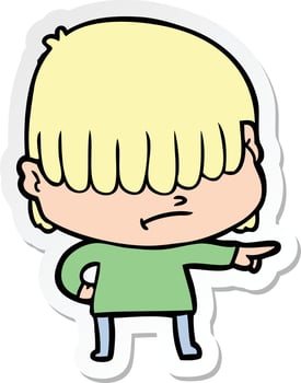 sticker of a cartoon boy with untidy hair vector