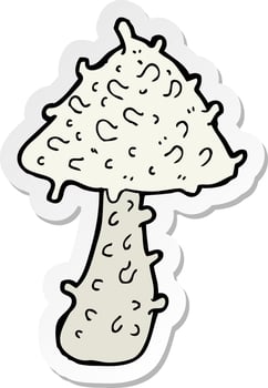 sticker of a cartoon mushroom vector
