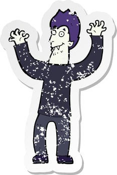 retro distressed sticker of a cartoon halloween vampire vector