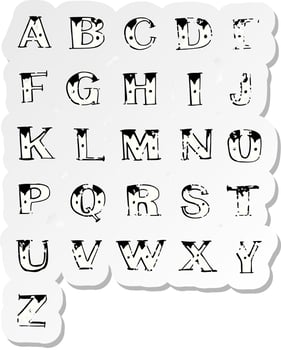 retro distressed sticker of a cartoon old tattoo letters vector