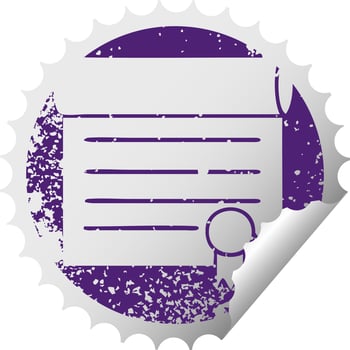 distressed circular peeling sticker symbol certificate vector