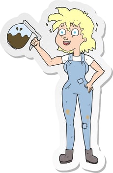 sticker of a too much coffee cartoon vector