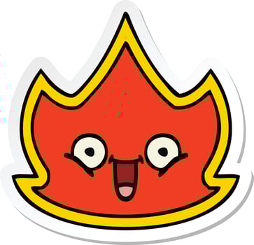 sticker of a cute cartoon fire vector