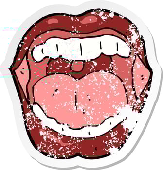 retro distressed sticker of a cartoon mouth vector