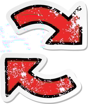 distressed sticker of a cute cartoon directional arrow vector