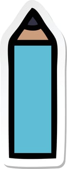 sticker of a cute cartoon blue pencil vector