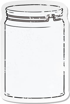 distressed sticker of a cartoon empty glass jar vector