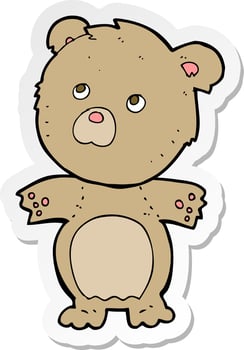 sticker of a cartoon funny teddy bear vector