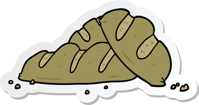 sticker of a cartoon loaves of bread vector