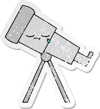distressed sticker of a cute cartoon telescope vector