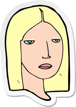 sticker of a cartoon serious woman vector
