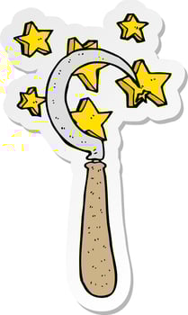 sticker of a cartoon magic sickle vector