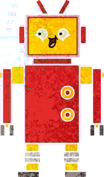 retro illustration style cartoon robot vector