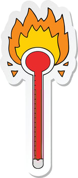 sticker of a cartoon thermometer vector