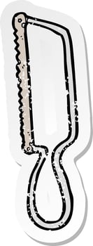 retro distressed sticker of a cartoon hacksaw vector
