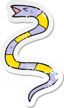 distressed sticker of a cartoon snake vector