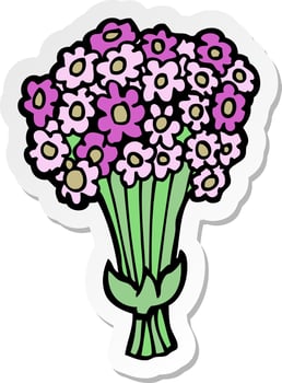 sticker of a cartoon flowers vector