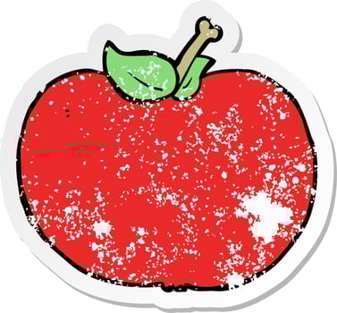 distressed sticker of a cartoon apple vector