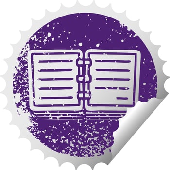 distressed circular peeling sticker symbol note book vector