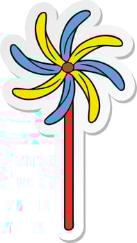 sticker of a toy windmill vector