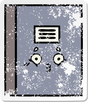 distressed sticker of a cute cartoon notebook vector