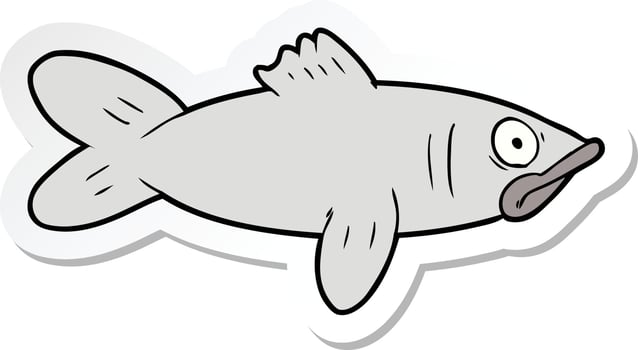 sticker of a cartoon fish vector