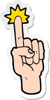 sticker of a cartoon pointing finger vector