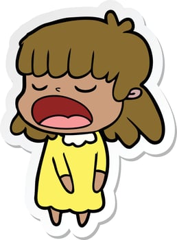 sticker of a cartoon woman talking loudly vector