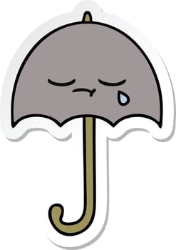 sticker of a cute cartoon umbrella vector