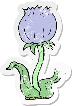 distressed sticker of a cartoon wild flower vector