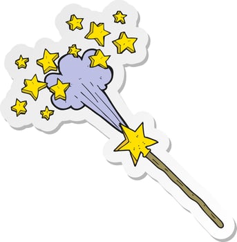 sticker of a cartoon magic wand vector