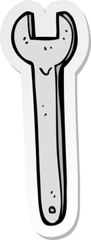 sticker of a cartoon spanner vector
