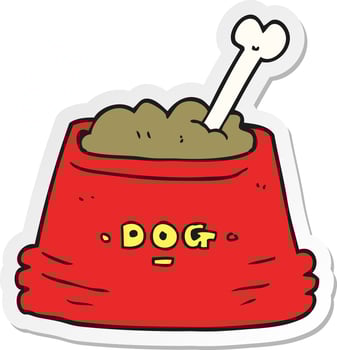 sticker of a cartoon dog food bowl vector