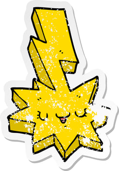 distressed sticker of a cartoon lightning strike vector