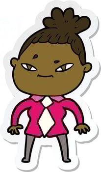 sticker of a cartoon woman vector