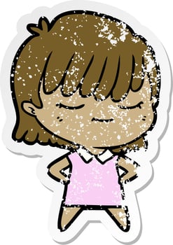 distressed sticker of a cartoon woman vector